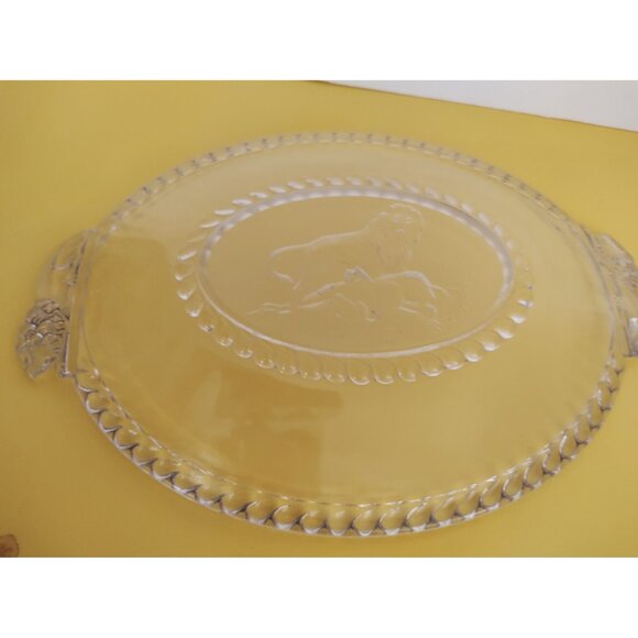 EAPG Gillinder Frosted Lion Oval Platter, handled. 13" x 9" - Picture 14 of 16
